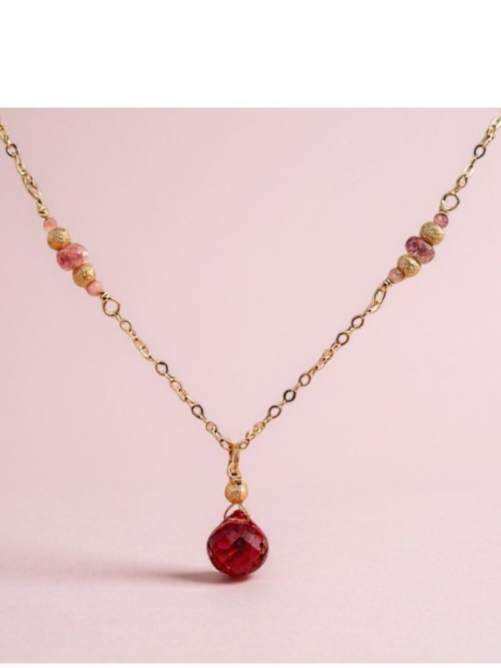 Pretty Pink Tourmaline and Rose Gold Filled Necklace, October Birthstone